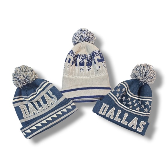 NFL Other - DALLAS COWBOYS Beanie Hats With Pom-Pom One Size Fits All Lot Of 3